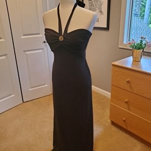 Betsy & Adam Black Halter Gown Sz 6